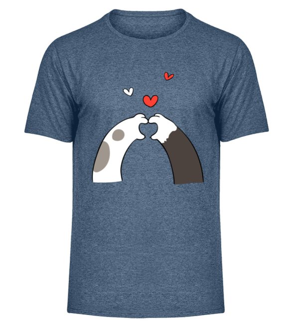 Katzenpfoten mit Herzen  - Herren Melange Shirt Online-Verkauf – Bild 5