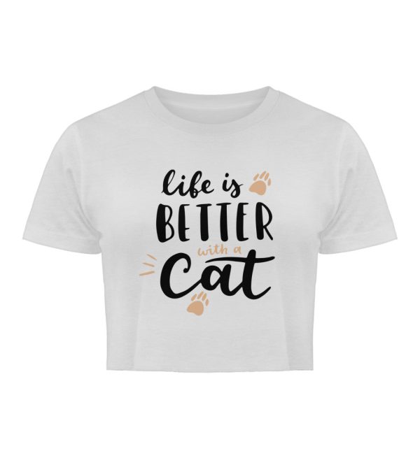 Life is better with a cat Schriftzug  - Damen Organic Crop Top Online – Bild 2