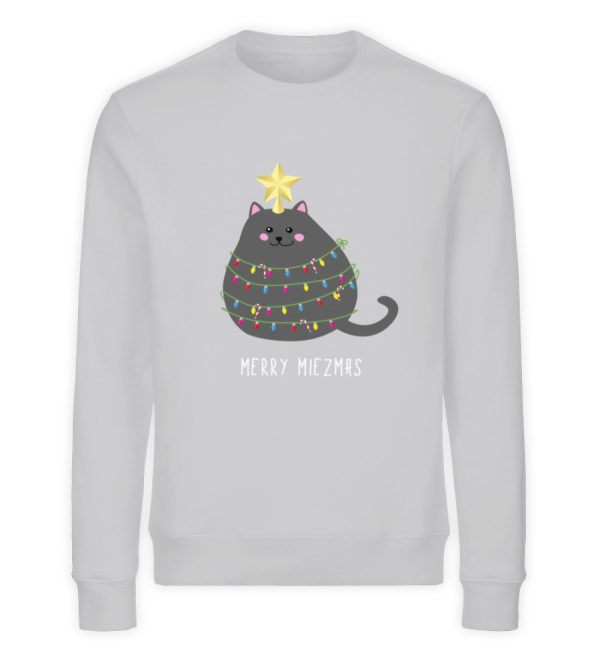 Merry Miezmas Katze mit Lichterkette grau  - Unisex Organic Sweatshirt Online-Schn?ppchen – Bild 4