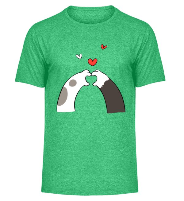Katzenpfoten mit Herzen  - Herren Melange Shirt Online-Verkauf – Bild 4