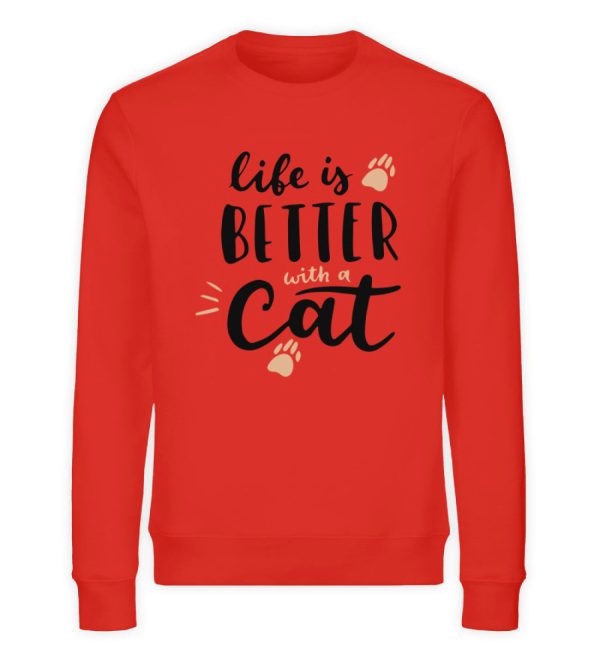 Life is better with a cat Schriftzug  - Unisex Organic Sweatshirt Angebot – Bild 3