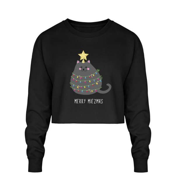 Merry Miezmas Katze mit Lichterkette grau  - Crop Sweatshirt Online