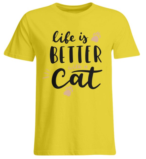 Life is better with a cat Schriftzug  - Übergrößenshirt Im Angebot – Bild 2
