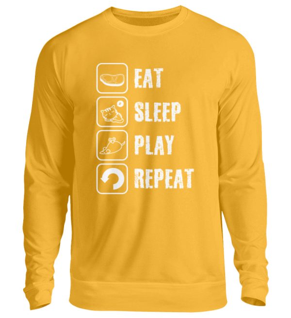 Eat sleep play repeat weiße Schrift  - Unisex Pullover Rabatt – Bild 5