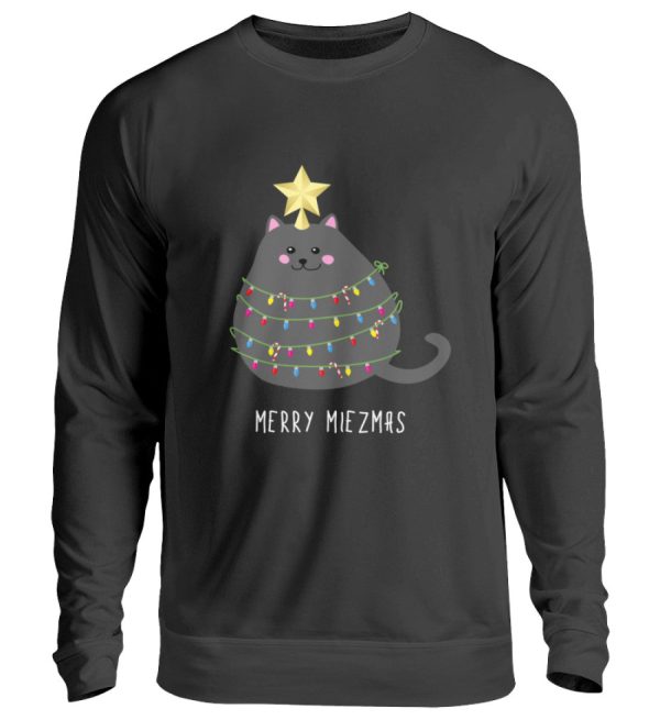 Merry Miezmas Katze mit Lichterkette grau  - Unisex Pullover Mode