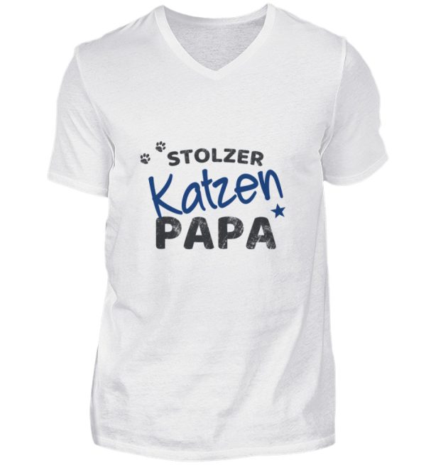 Stolzer Katzen Papa  - Herren V-Neck Shirt Mode