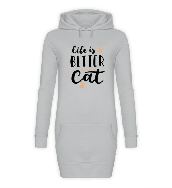 Life is better with a cat Schriftzug  - Damen Hoodie-Kleid Mode