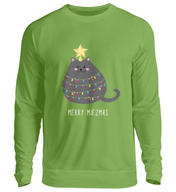 Merry Miezmas Katze mit Lichterkette grau  - Unisex Pullover Mode – Bild 2