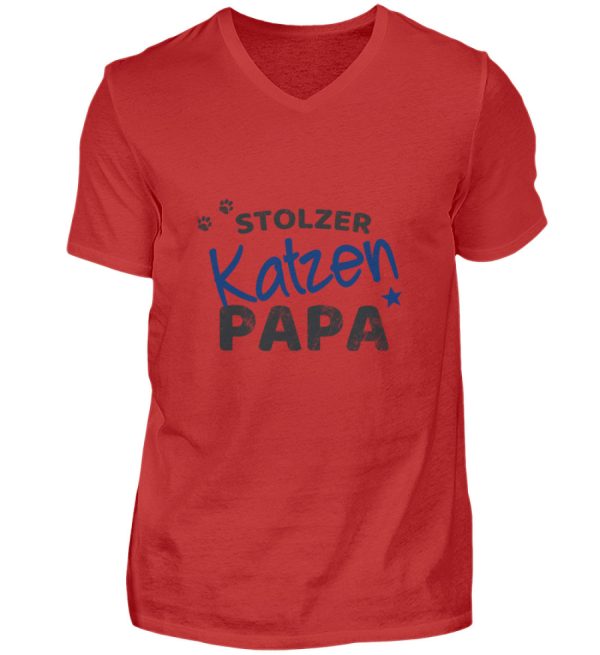 Stolzer Katzen Papa  - Herren V-Neck Shirt Mode – Bild 4
