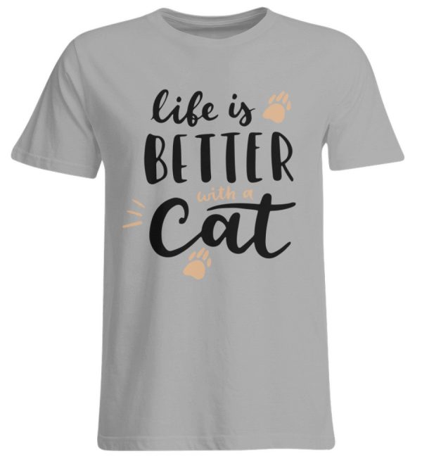 Life is better with a cat Schriftzug  - Übergrößenshirt Im Angebot