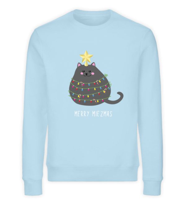 Merry Miezmas Katze mit Lichterkette grau  - Unisex Organic Sweatshirt Online-Schn?ppchen