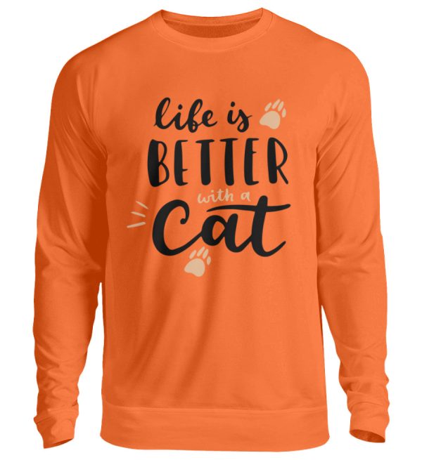 Life is better with a cat Schriftzug  - Unisex Pullover Angebot – Bild 3
