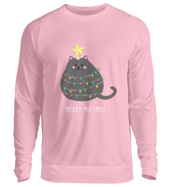 Merry Miezmas Katze mit Lichterkette grau  - Unisex Pullover Mode – Bild 5