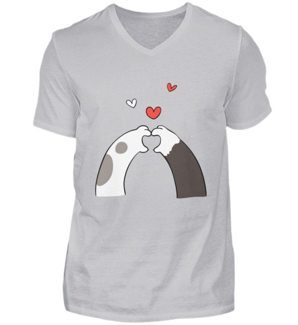 Katzenpfoten mit Herzen  - Herren V-Neck Shirt Online-Verkauf – Bild 3