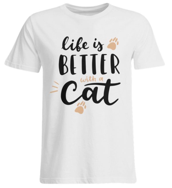 Life is better with a cat Schriftzug  - Übergrößenshirt Im Angebot – Bild 5