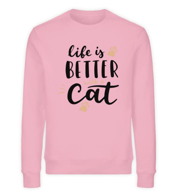 Life is better with a cat Schriftzug  - Unisex Organic Sweatshirt Angebot – Bild 4