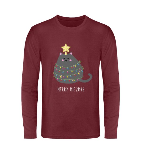 Merry Miezmas Katze mit Lichterkette grau  - Unisex Langarmshirt Zu verkaufen