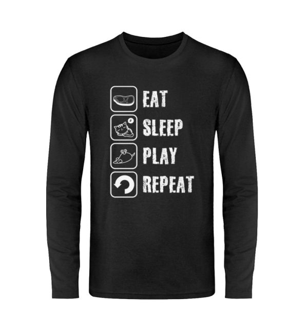 Eat sleep play repeat weiße Schrift  - Unisex Langarmshirt Online-Schn?ppchen – Bild 3