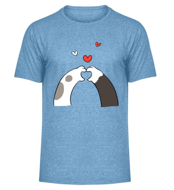 Katzenpfoten mit Herzen  - Herren Melange Shirt Online-Verkauf – Bild 3