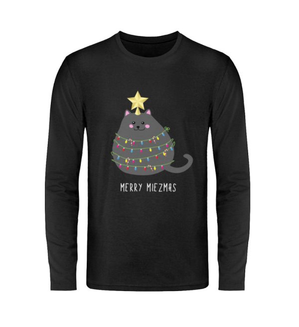Merry Miezmas Katze mit Lichterkette grau  - Unisex Langarmshirt Zu verkaufen – Bild 2