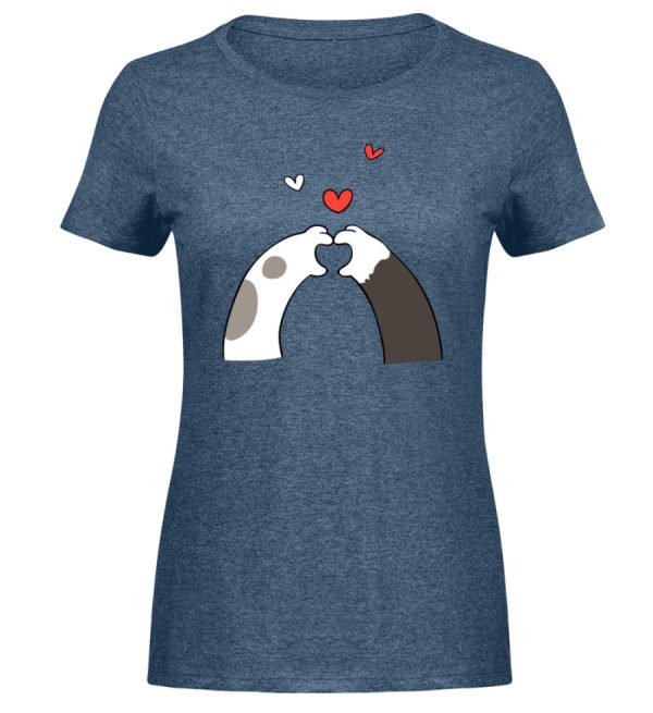 Katzenpfoten mit Herzen  - Damen Melange Shirt Zu verkaufen