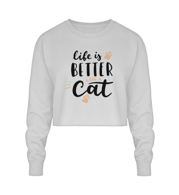 Life is better with a cat Schriftzug  - Crop Sweatshirt Im Angebot – Bild 2
