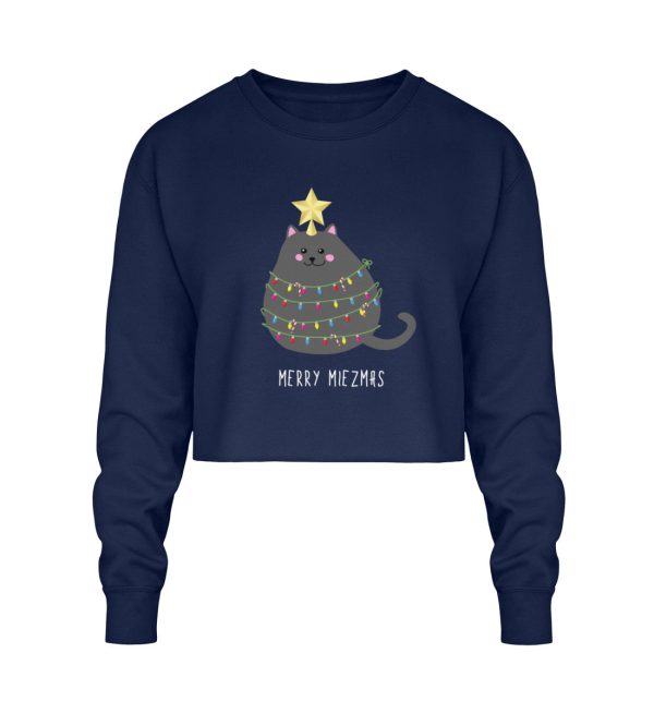 Merry Miezmas Katze mit Lichterkette grau  - Crop Sweatshirt Online – Bild 2