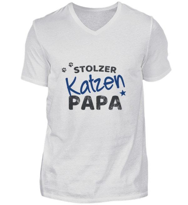 Stolzer Katzen Papa  - Herren V-Neck Shirt Mode – Bild 3
