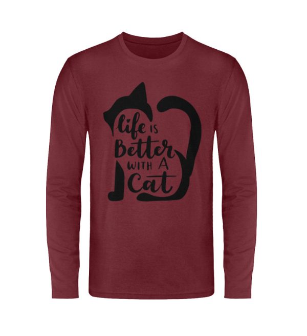 Life is better with a cat  - Unisex Langarmshirt Verkauf – Bild 2