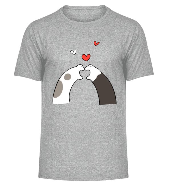 Katzenpfoten mit Herzen  - Herren Melange Shirt Online-Verkauf – Bild 2