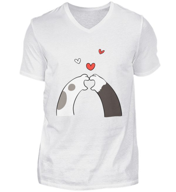 Katzenpfoten mit Herzen  - Herren V-Neck Shirt Online-Verkauf – Bild 2