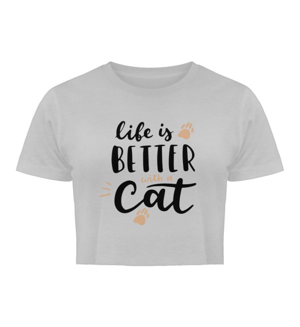 Life is better with a cat Schriftzug  - Damen Organic Crop Top Online
