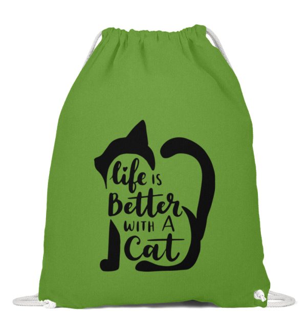 Life is better with a cat Katzenprofil  - Baumwoll Gymsac Im Angebot