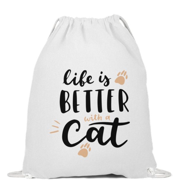 Life is better with a cat  - Baumwoll Gymsac Schn?ppchen – Bild 3