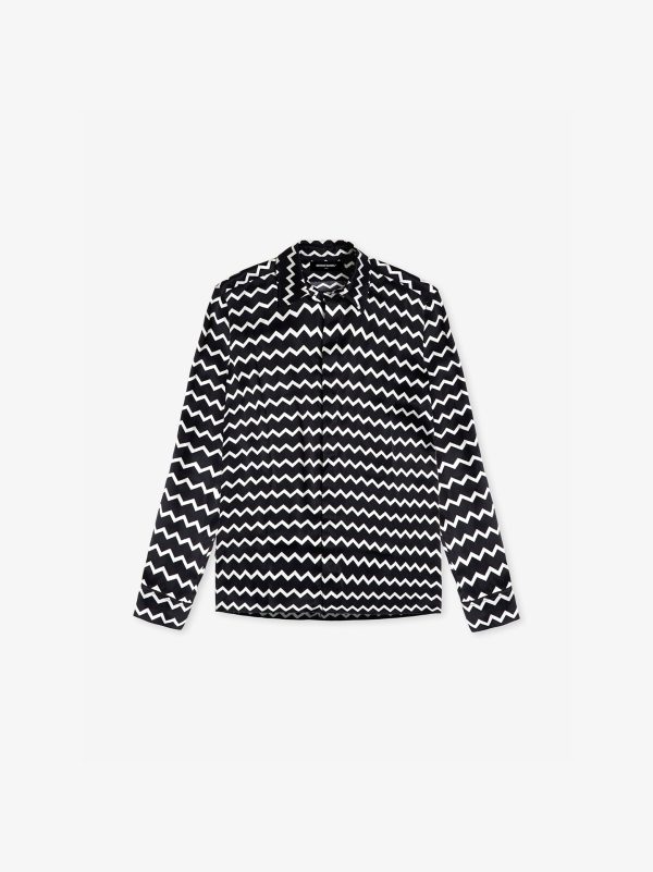 Zig Zag Silk Shirt - Black Mode