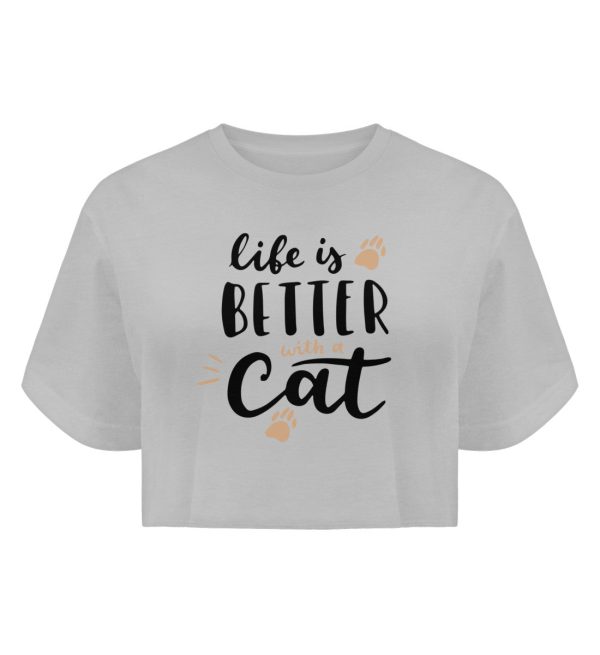 Life is better with a cat Schriftzug  - Boyfriend Organic Crop Top Schn?ppchen – Bild 2