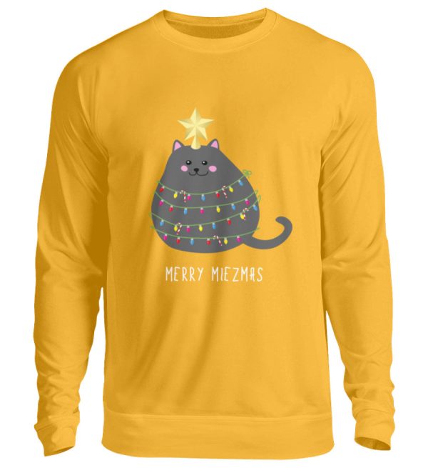 Merry Miezmas Katze mit Lichterkette grau  - Unisex Pullover Mode – Bild 4