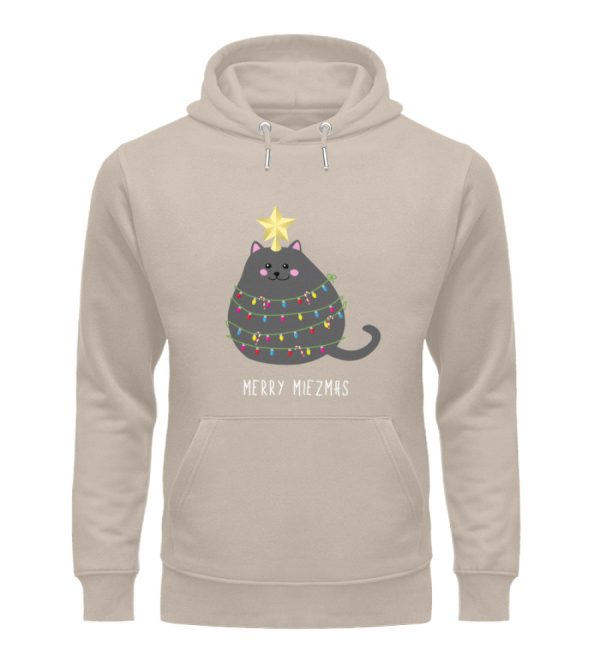 Merry Miezmas Katze mit Lichterkette grau  - Unisex Organic Hoodie Verkauf