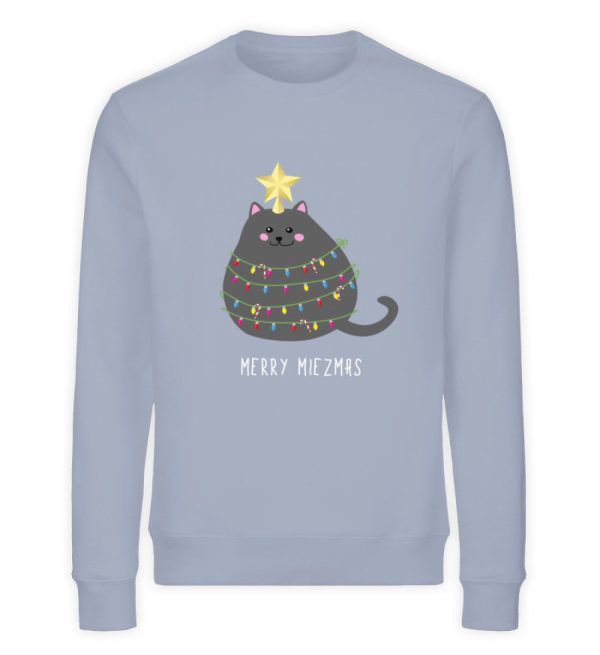 Merry Miezmas Katze mit Lichterkette grau  - Unisex Organic Sweatshirt Online-Schn?ppchen – Bild 5
