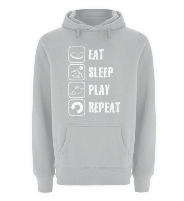 Eat sleep play repeat weiße Schrift  - Unisex Premium Kapuzenpullover Im Angebot – Bild 2