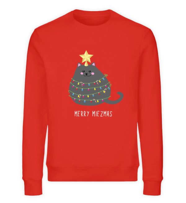Merry Miezmas Katze mit Lichterkette grau  - Unisex Organic Sweatshirt Online-Schn?ppchen – Bild 2