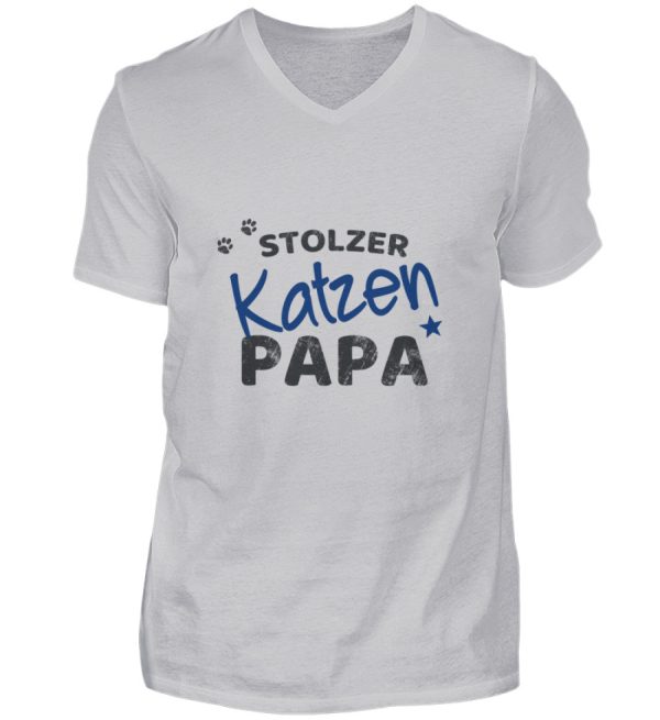 Stolzer Katzen Papa  - Herren V-Neck Shirt Mode – Bild 2