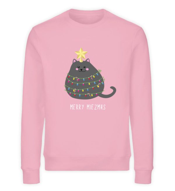 Merry Miezmas Katze mit Lichterkette grau  - Unisex Organic Sweatshirt Online-Schn?ppchen – Bild 3