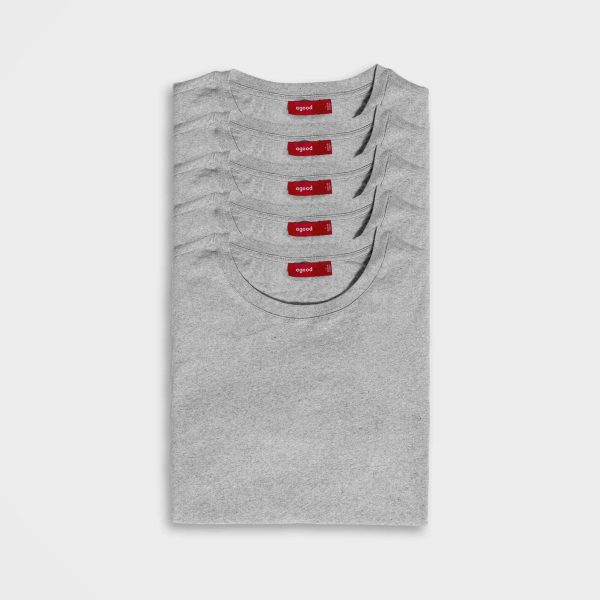 5 Pack | Men’s T-Shirts, Recycled Cotton, Heather Grey Rabatt