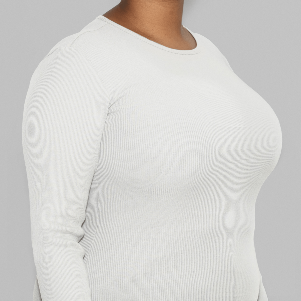 5 Pack | Women’s Rib Long Sleeve Tops, Recycled Cotton, White Verkauf – Bild 3