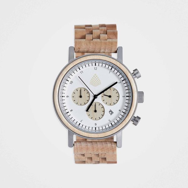 Eco-Friendly Chronograph Watch For Men: The White Cedar Online-Verkauf – Bild 2