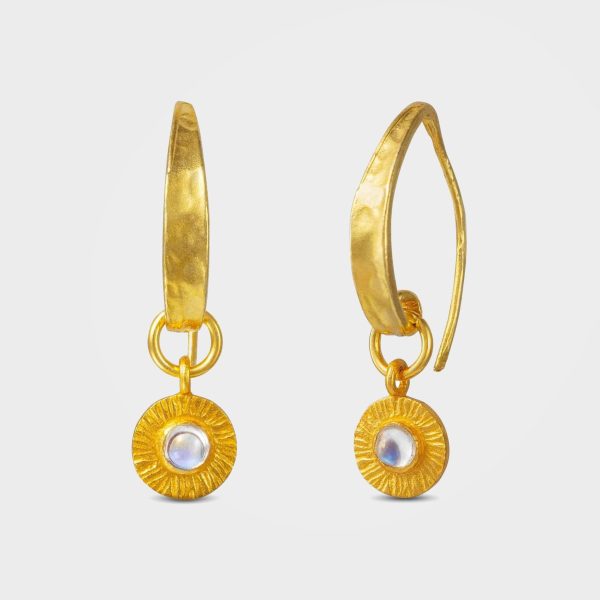 Gold Moonstone Sun Earrings, Soluna | By Lunar James Online