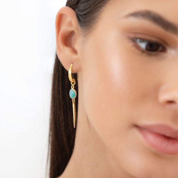 Amazonite Drop Earrings, Ama - Gold | By Lunar James Online-Verkauf – Bild 3