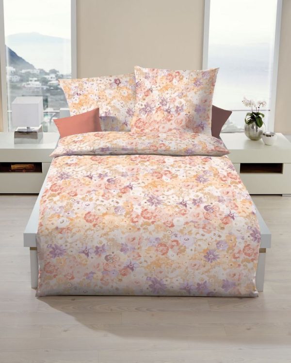 Kaeppel Mako Satin Bettwäsche Blumen Aqua Hellblau Vanille Eden Online-Verkauf – Bild 2