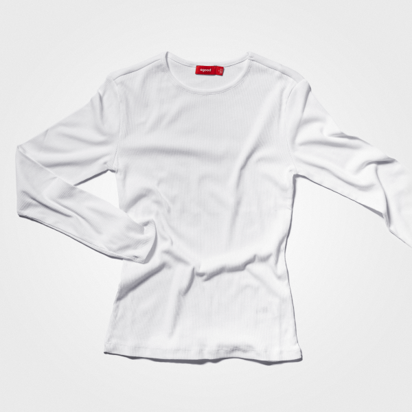 5 Pack | Women’s Rib Long Sleeve Tops, Recycled Cotton, White Verkauf – Bild 4